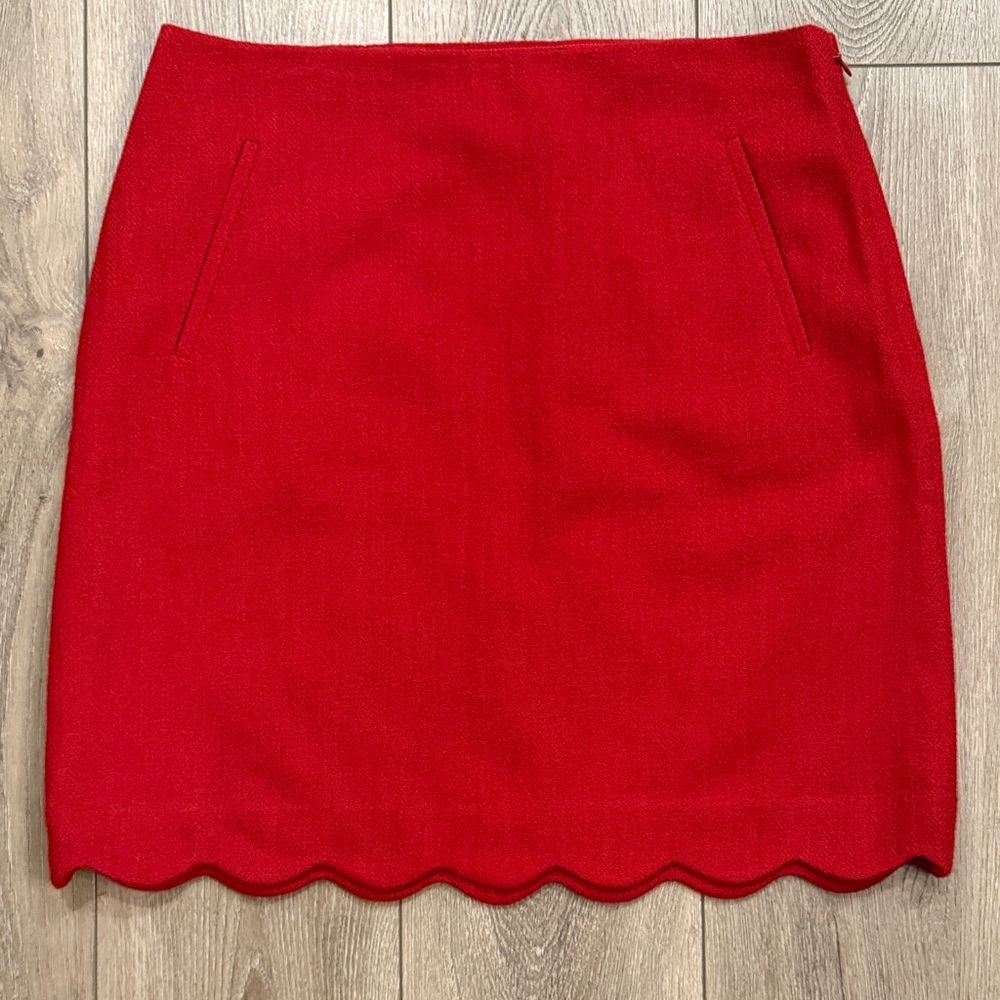 Talbots NWT Wool Vibrant Red Mini Skirt with Scalloped Hem - 8P